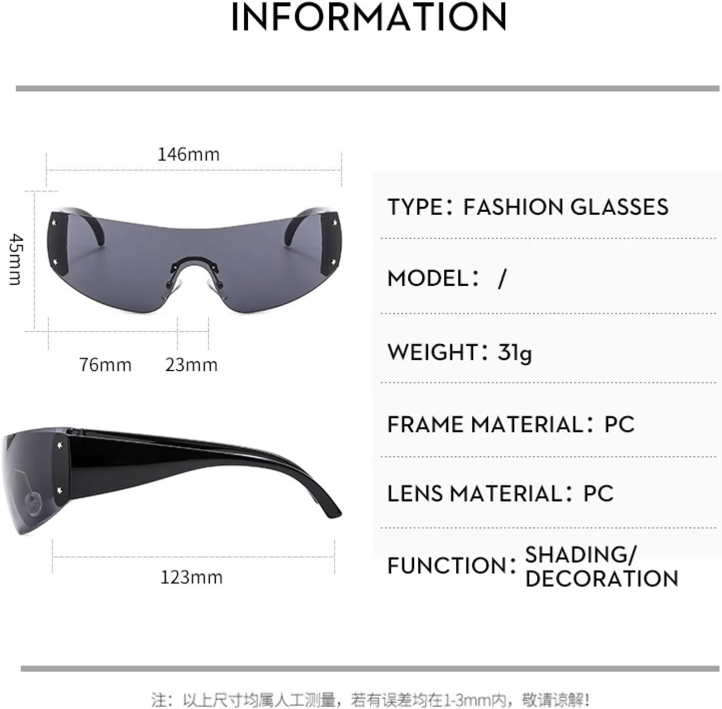Trendy Luxury Punk Sunglasses Men Women One Piece Sun Glasses Unisex Outdoors Shades Fashion Eyeglasses Uv400