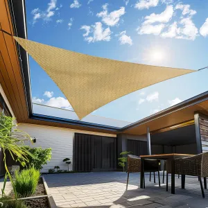 Triangle 20' x 20' x 20' Sun Shade Sail, UV Block Sunshade Canopy, Sand Permeable Patio Cover for Garden Backyard Outdoor Facility and Activities