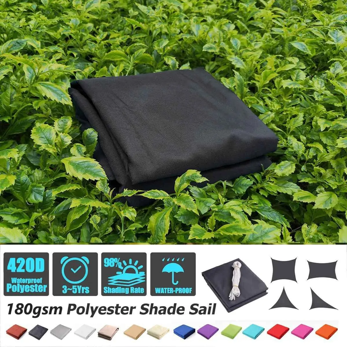 Triangle 95% UV Block Outdoor Sun Shade Sail, 9.84' x 9.84' x 14.1' Waterproof Sunshade Cloth Canopy Awning for Garden, Backyard, Pool