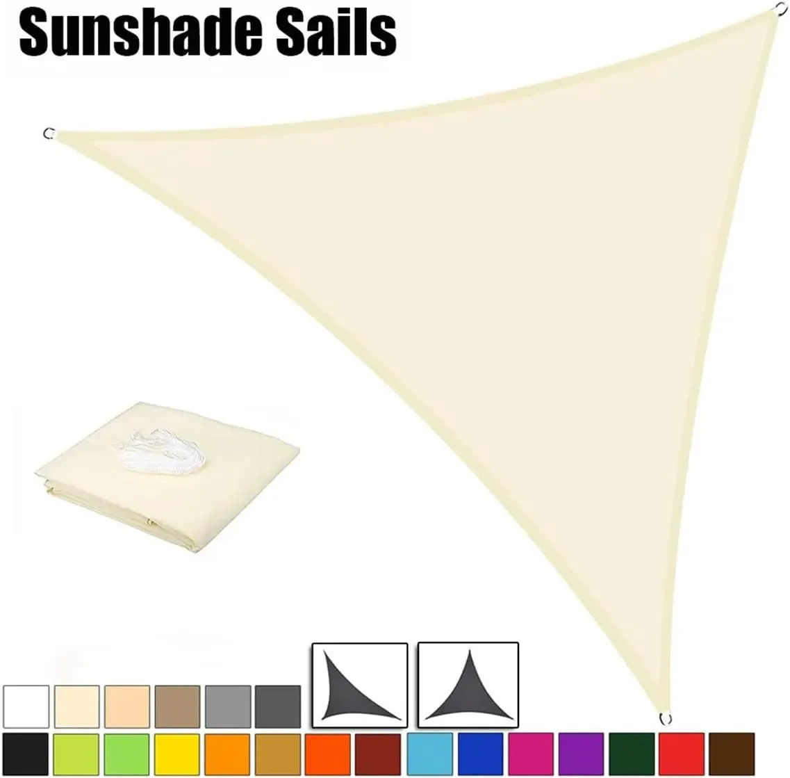 Triangle 95% UV Block Outdoor Sun Shade Sail, 9.84' x 9.84' x 14.1' Waterproof Sunshade Cloth Canopy Awning for Garden, Backyard, Pool