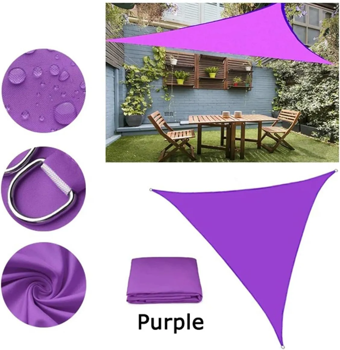 Triangle 95% UV Block Outdoor Sun Shade Sail, 9.84' x 9.84' x 14.1' Waterproof Sunshade Cloth Canopy Awning for Garden, Backyard, Pool