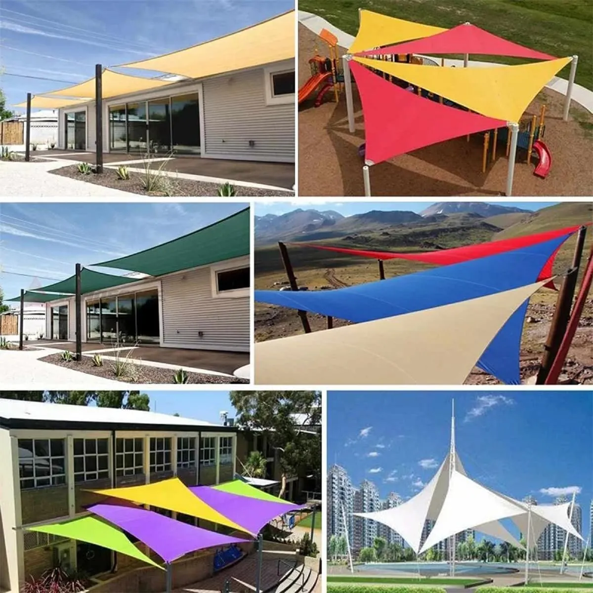 Triangle 95% UV Block Outdoor Sun Shade Sail, 9.84' x 9.84' x 14.1' Waterproof Sunshade Cloth Canopy Awning for Garden, Backyard, Pool