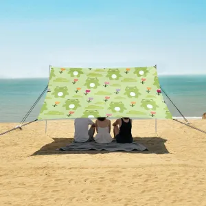 Tulip Frog Beach Canopy Tent Anti-UV & Wind Resistant, Camping Sun Shelter Easy Setup Portable,Outdoor Shade Tents with Sandbags,Sand Shovels,Ground Pegs & Stability Poles