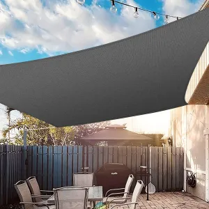 UIRWAY Sun Shade Sails Canopy 6.5'x10' Rectangle, 95% UV Block, 185GSM Heavy Duty Permeable Sun Shade Sail for Patio, Garden, Pergola, Backyard, Outdoor Pools, Carport - Anthracite