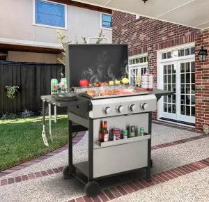 Ultimate Outdoor BBQ Grill with Foldable Table & Storage