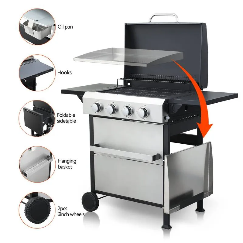 Ultimate Outdoor BBQ Grill with Foldable Table & Storage