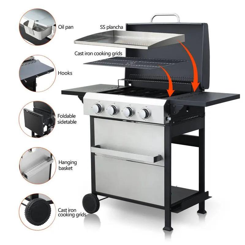 Ultimate Outdoor BBQ Grill with Foldable Table & Storage