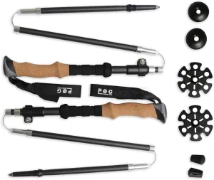 Ultra Lightweight Carbon Fiber Trekking Poles - 2 Pack Adjustable Folding Hiking Pole or Walking Sticks - Strong, Cork Grip, Padded Strap