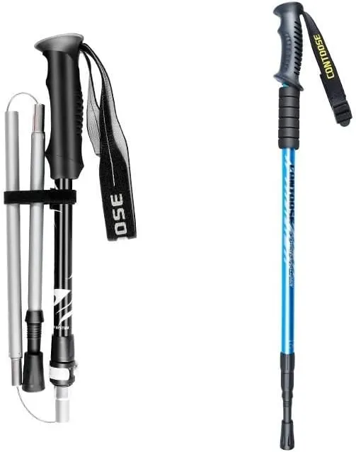 Ultra-Lightweight Folding Trekking Poles Made of Aluminum with Adjustable Length and Shock Absorption Perfect for Hiking, Backpacking, and Camping Easy to Pack and Carry