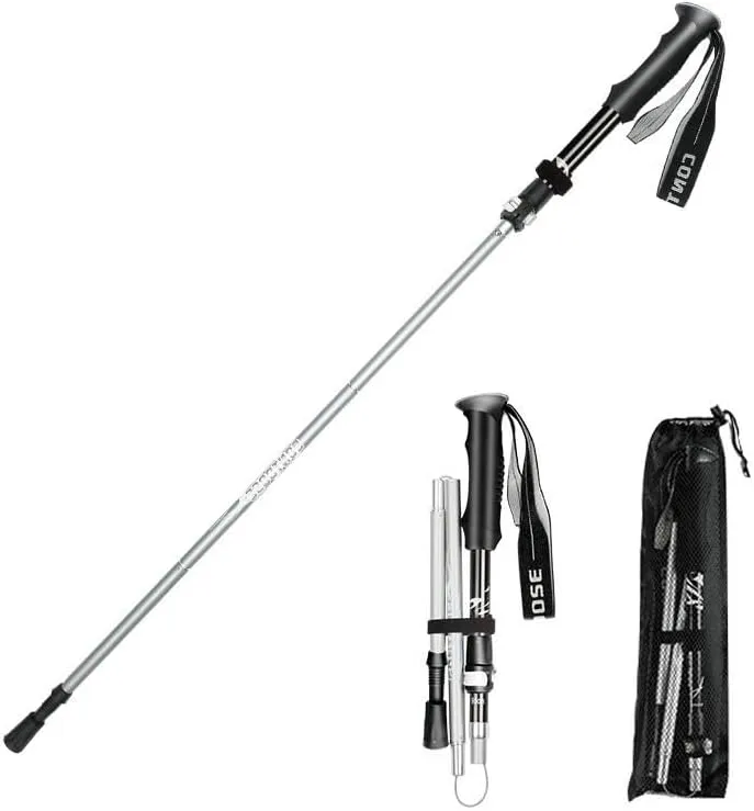 Ultra-Lightweight Folding Trekking Poles Made of Aluminum with Adjustable Length and Shock Absorption Perfect for Hiking, Backpacking, and Camping Easy to Pack and Carry