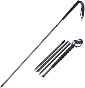 Ultralight Carbon Fiber Trekking Poles - 2 Pack with Antishock,Telescopic, Collapsible and Strong for Hiking, Camping, Mountaining, Backpacking, Walking, Trekking/Black ()
