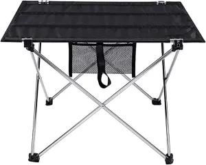 Ultralight Foldable Camping Picnic Table Waterproof Compact Roll Up Tables with Carrying Bag for Outdoor Hiking Beach Picnic BBQ,Black