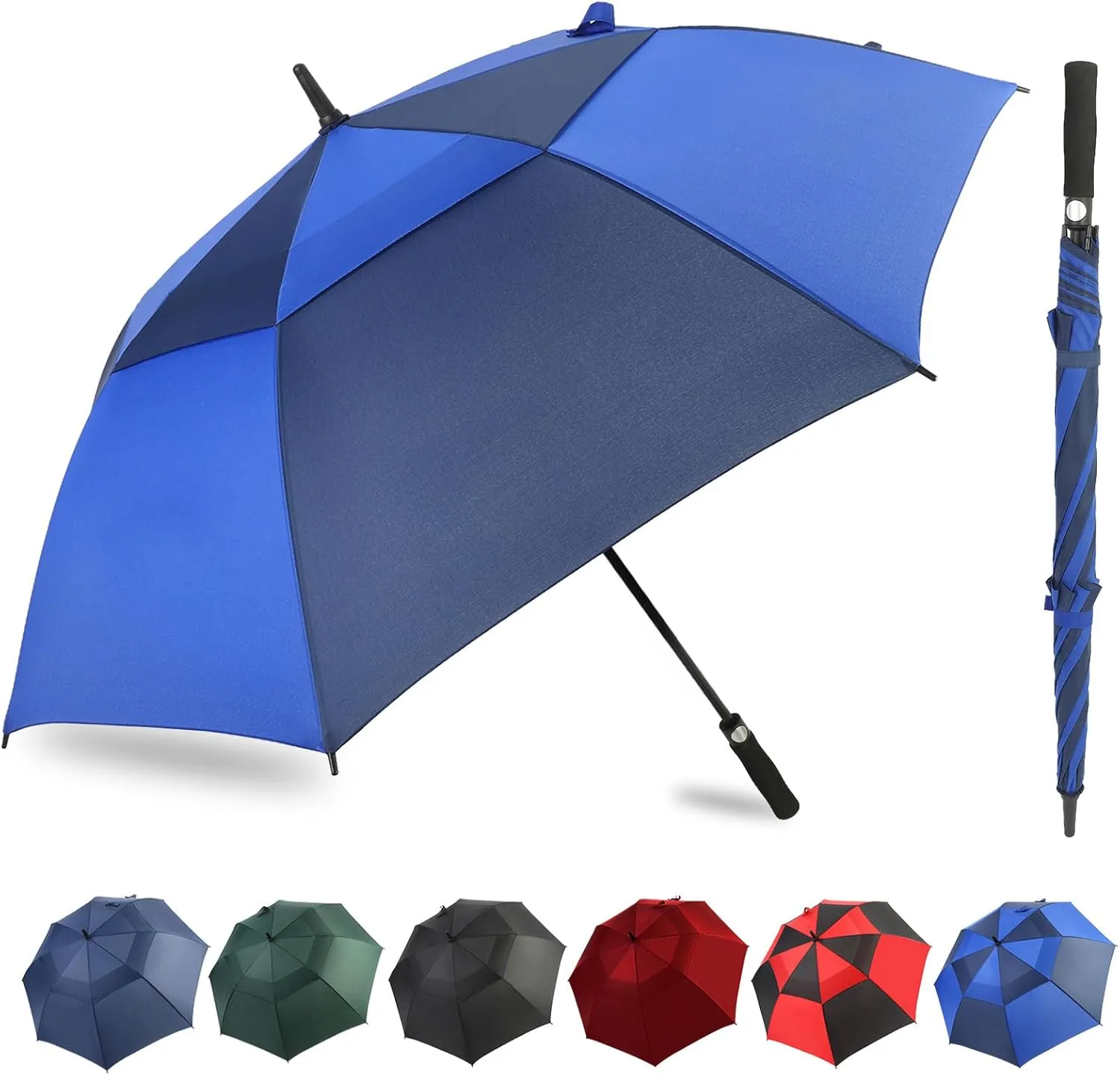 Umbrella Golf 54/62/68/72 Inch Extra Large Oversize Umbrellas for Rain Windproof Automatic Open Double Canopy Vented Stick Umbrellas for Men and Women