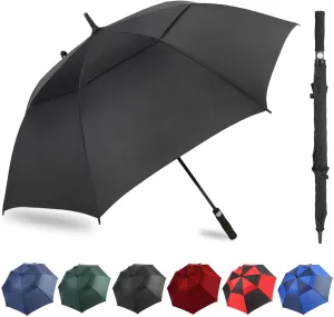 Umbrella Golf 54/62/68/72 Inch Extra Large Oversize Umbrellas for Rain Windproof Automatic Open Double Canopy Vented Stick Umbrellas for Men and Women