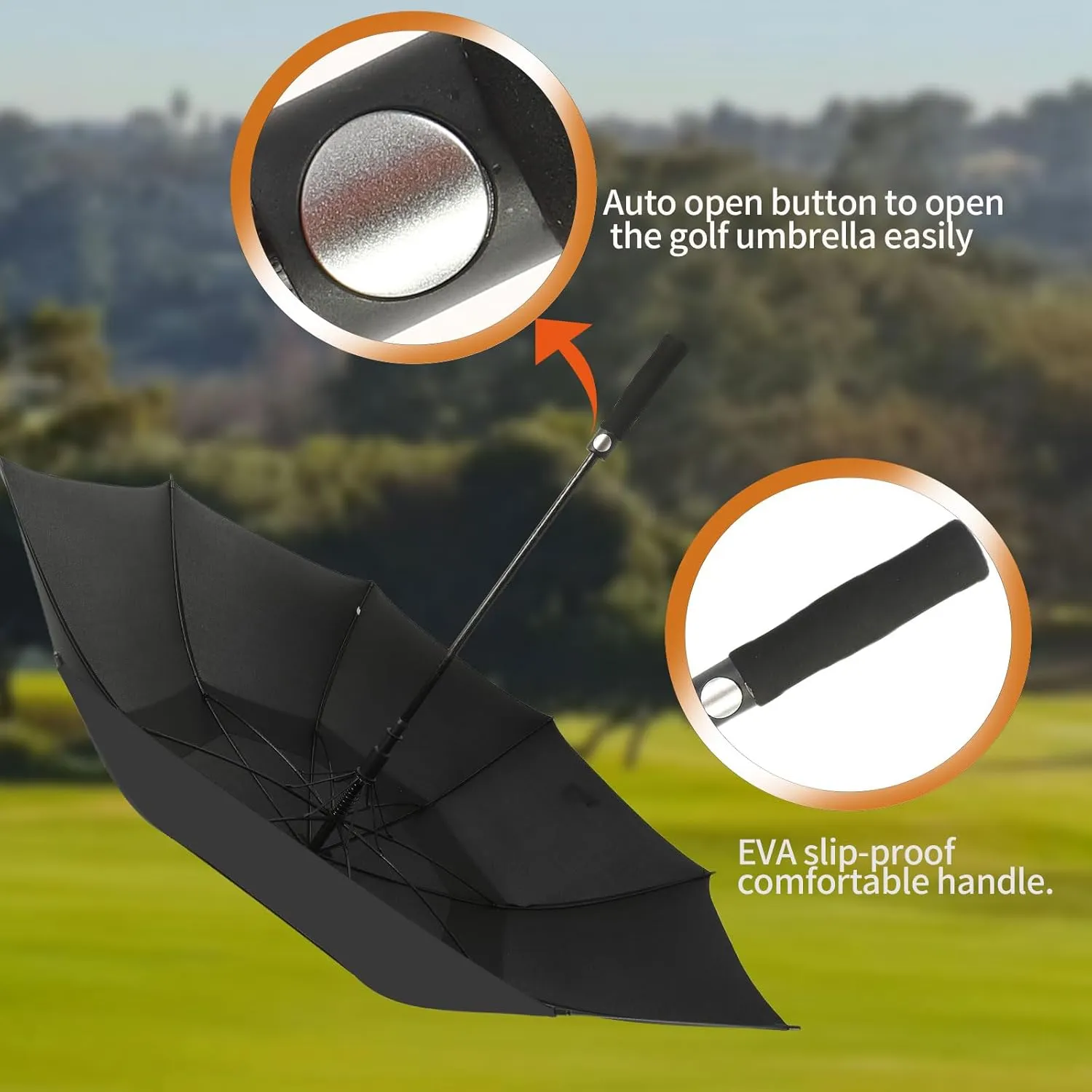 Umbrella Golf 54/62/68/72 Inch Extra Large Oversize Umbrellas for Rain Windproof Automatic Open Double Canopy Vented Stick Umbrellas for Men and Women