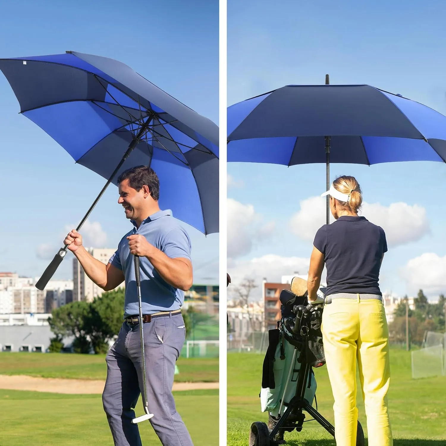 Umbrella Golf 54/62/68/72 Inch Extra Large Oversize Umbrellas for Rain Windproof Automatic Open Double Canopy Vented Stick Umbrellas for Men and Women