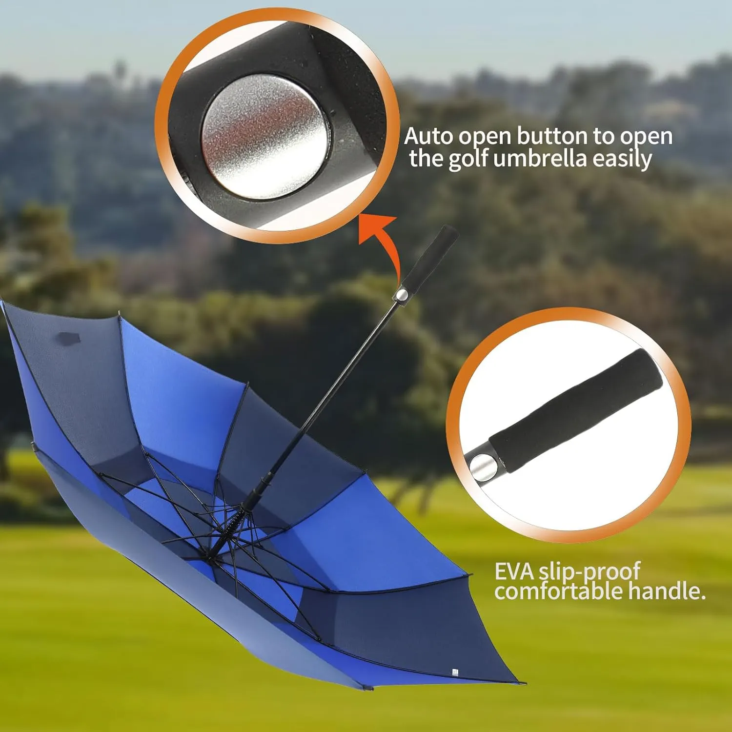 Umbrella Golf 54/62/68/72 Inch Extra Large Oversize Umbrellas for Rain Windproof Automatic Open Double Canopy Vented Stick Umbrellas for Men and Women
