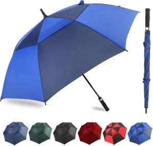 Umbrella Golf 54/62/68/72 Inch Extra Large Oversize Umbrellas for Rain Windproof Automatic Open Double Canopy Vented Stick Umbrellas for Men and Women