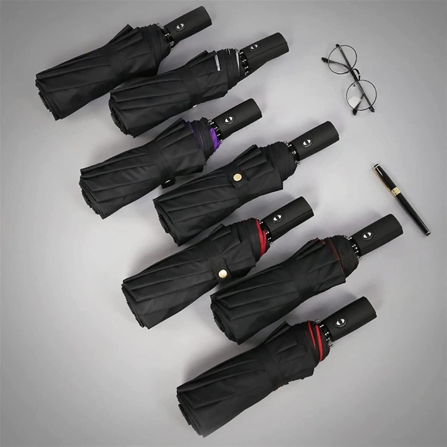Umbrella Umbrella Windproof Double Layer Resistant Umbrella Fully Automatic Umbrella for Men Women Strong Business Male Parasol Outdoor Umbrella(Purple)