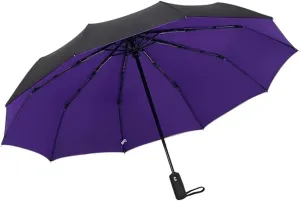 Umbrella Umbrella Windproof Double Layer Resistant Umbrella Fully Automatic Umbrella for Men Women Strong Business Male Parasol Outdoor Umbrella(Purple)