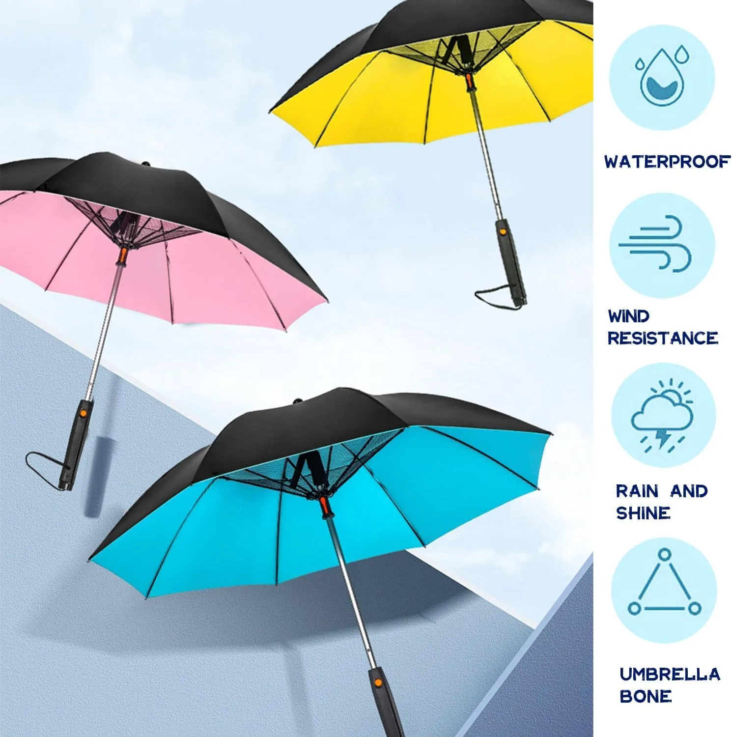 Umbrella with Fan and Mist Spray, 2025 upgraded UV Blocking Umbrella with Fan and Mister for Summer outdoor activities