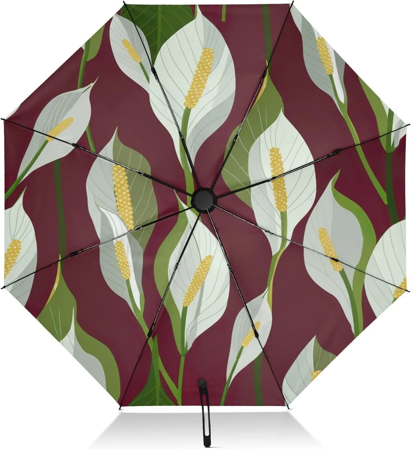 Umbrellas for Rain, Windproof Compact Umbrella Travel, Ideal for Car, Purse, Men and Women, Green Lily