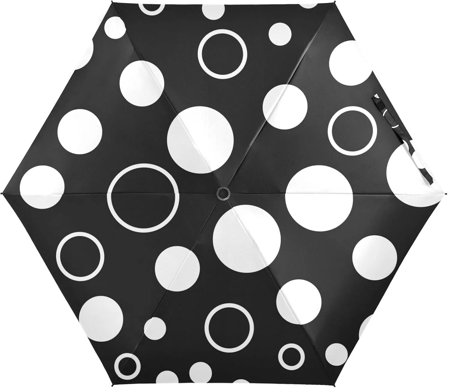 Umbrellas for Sun, Windproof Compact Umbrella, Ideal for Car, Purse, Men and Women, Black White Polka Dots