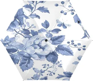 Umbrellas for Sun, Windproof Uv Umbrella Compact, Ideal for Car, Purse, Men and Women, Blue and White Floral