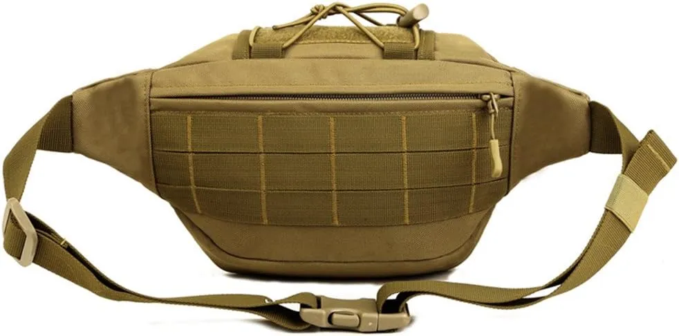 UNISTRENGH Military Fanny Pack Tactical Waist Bag Pack Water-resistant Hip Belt Bag Pouch for Outdoor Bumbag (Dark Brown)