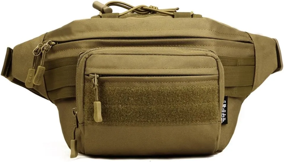 UNISTRENGH Military Fanny Pack Tactical Waist Bag Pack Water-resistant Hip Belt Bag Pouch for Outdoor Bumbag (Dark Brown)