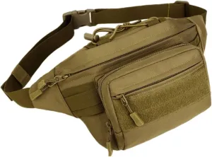 UNISTRENGH Military Fanny Pack Tactical Waist Bag Pack Water-resistant Hip Belt Bag Pouch for Outdoor Bumbag (Dark Brown)