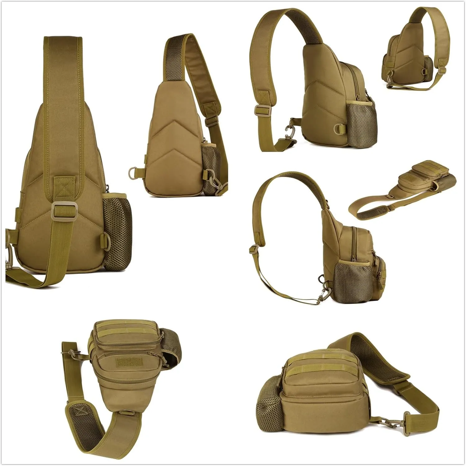 UNISTRENGH Tactical Sling Bag Chest Pack Molle Daypack iPad Mini Military Shoulder Bag Crossbody Duty Gear Backpack (Desert Camouflage)