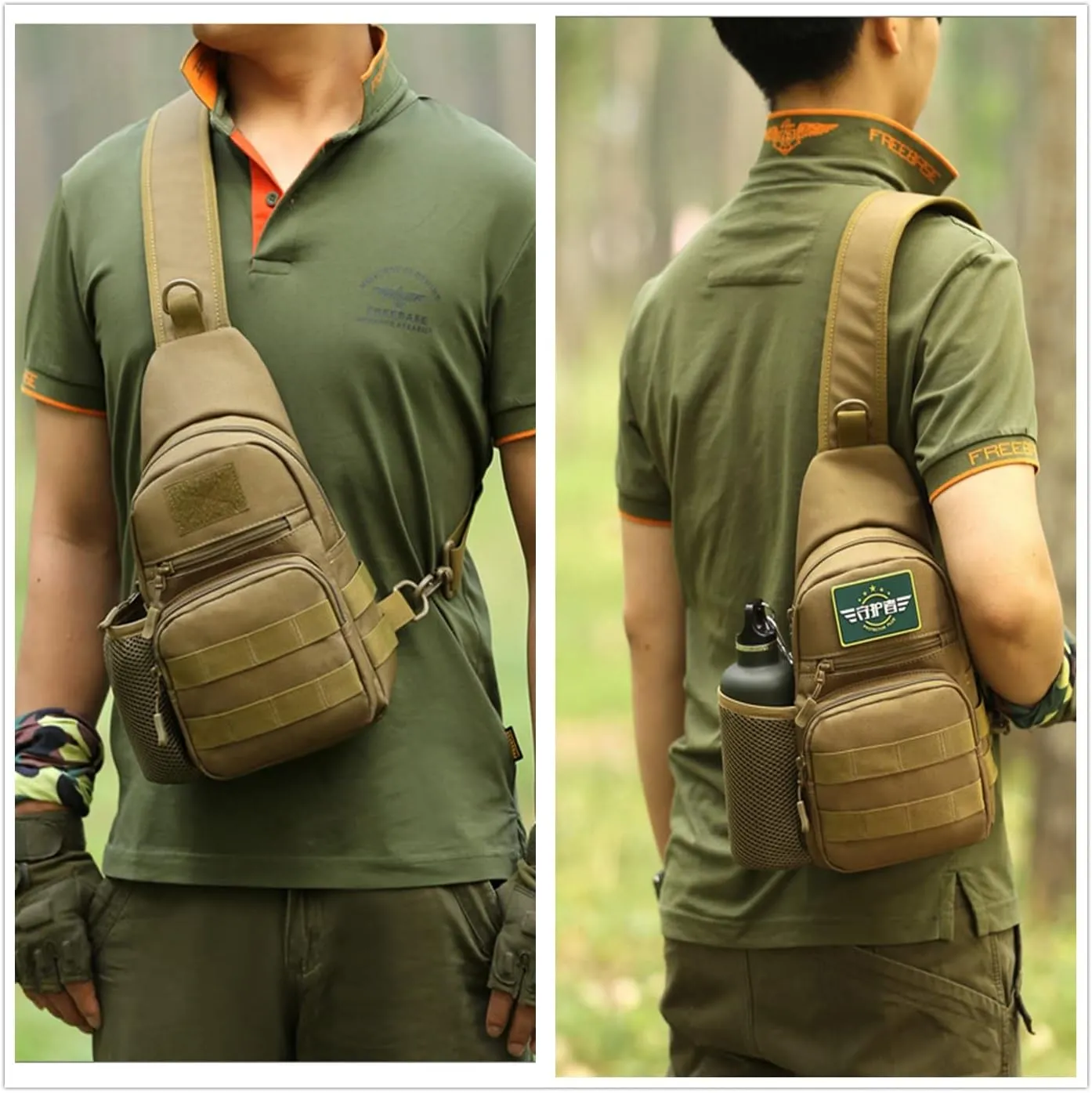 UNISTRENGH Tactical Sling Bag Chest Pack Molle Daypack iPad Mini Military Shoulder Bag Crossbody Duty Gear Backpack (Desert Camouflage)