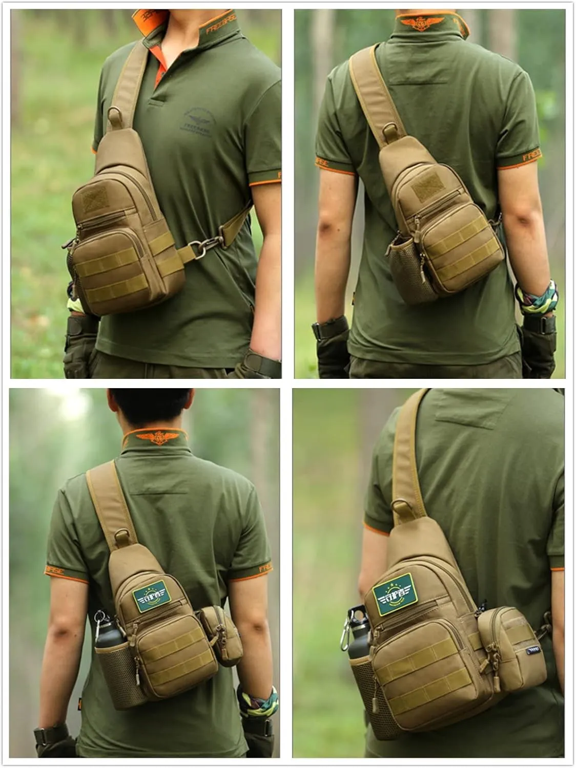 UNISTRENGH Tactical Sling Bag Chest Pack Molle Daypack iPad Mini Military Shoulder Bag Crossbody Duty Gear Backpack (Desert Camouflage)