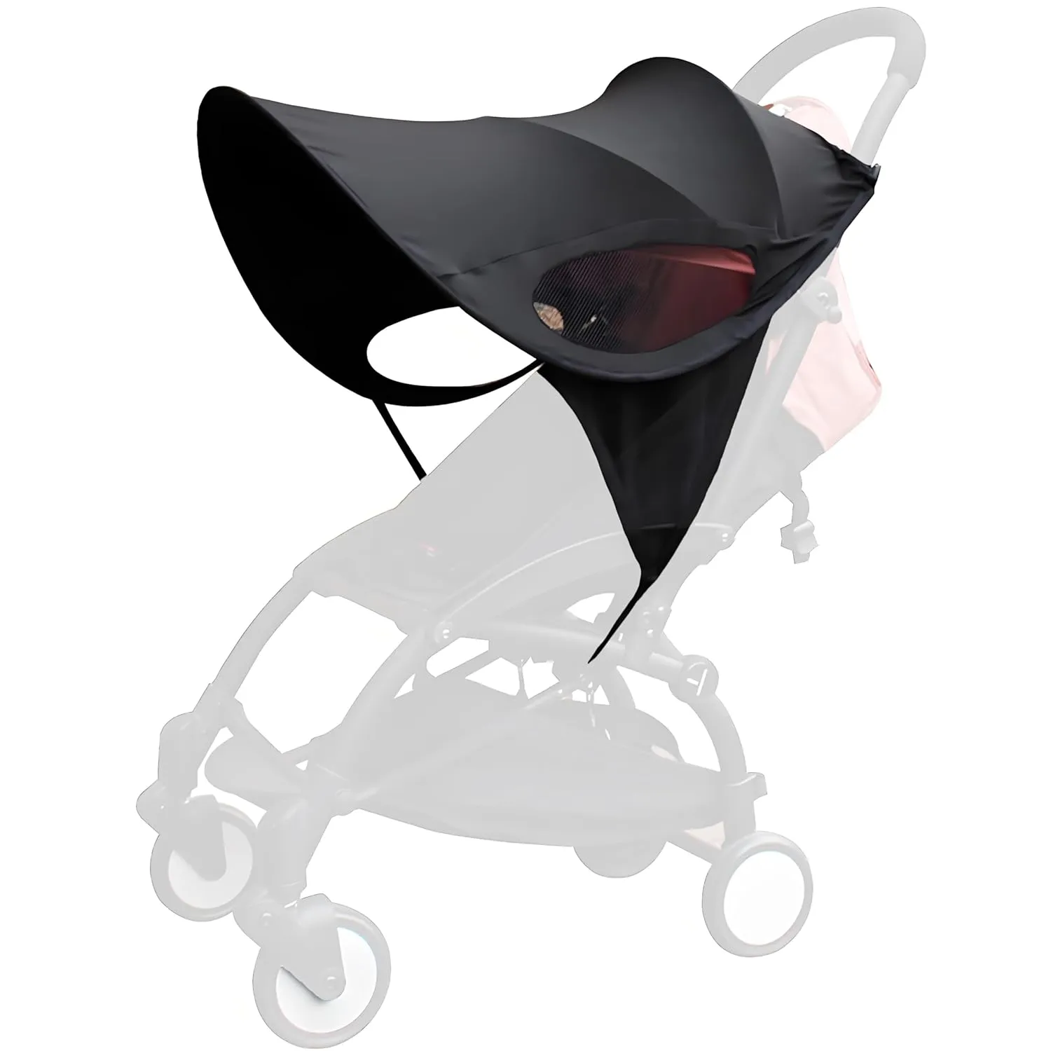 Universal Stroller Sun Cover UV Protection Baby Stroller Sun Shade Buggy Pram Sun Rain Shade Blackout Blind Canopy Cover Pushchair Sunblock Cover for Travel Park Zoo, black