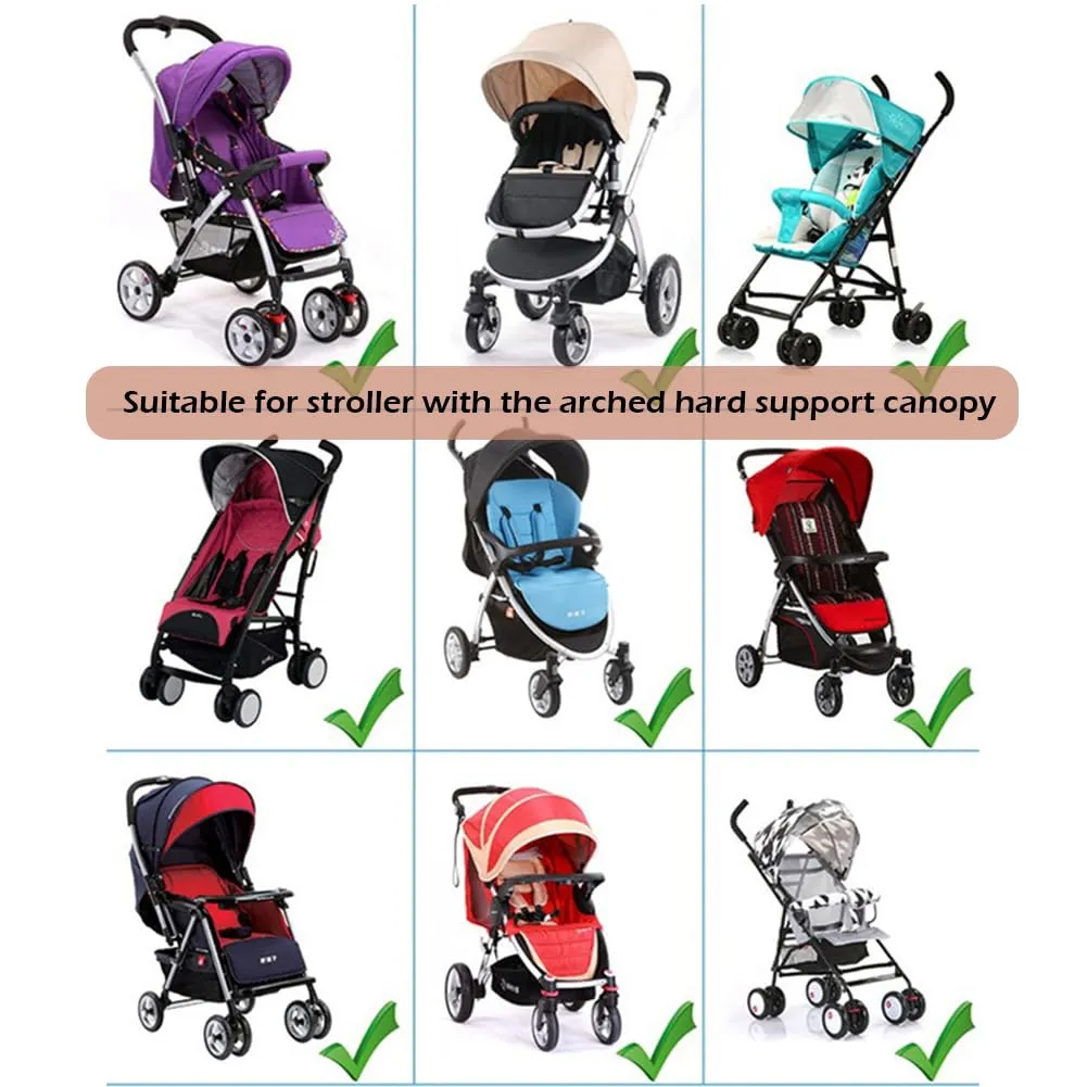 Universal Stroller Sun Cover UV Protection Baby Stroller Sun Shade Buggy Pram Sun Rain Shade Blackout Blind Canopy Cover Pushchair Sunblock Cover for Travel Park Zoo, black