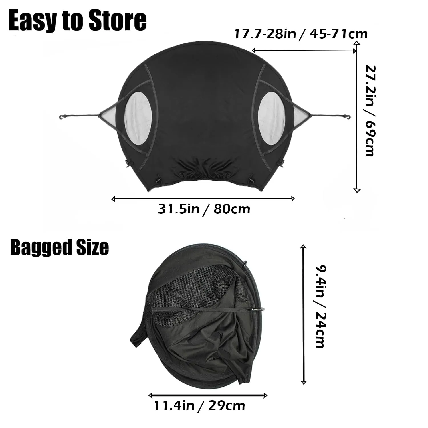 Universal Stroller Sun Cover UV Protection Baby Stroller Sun Shade Buggy Pram Sun Rain Shade Blackout Blind Canopy Cover Pushchair Sunblock Cover for Travel Park Zoo, black