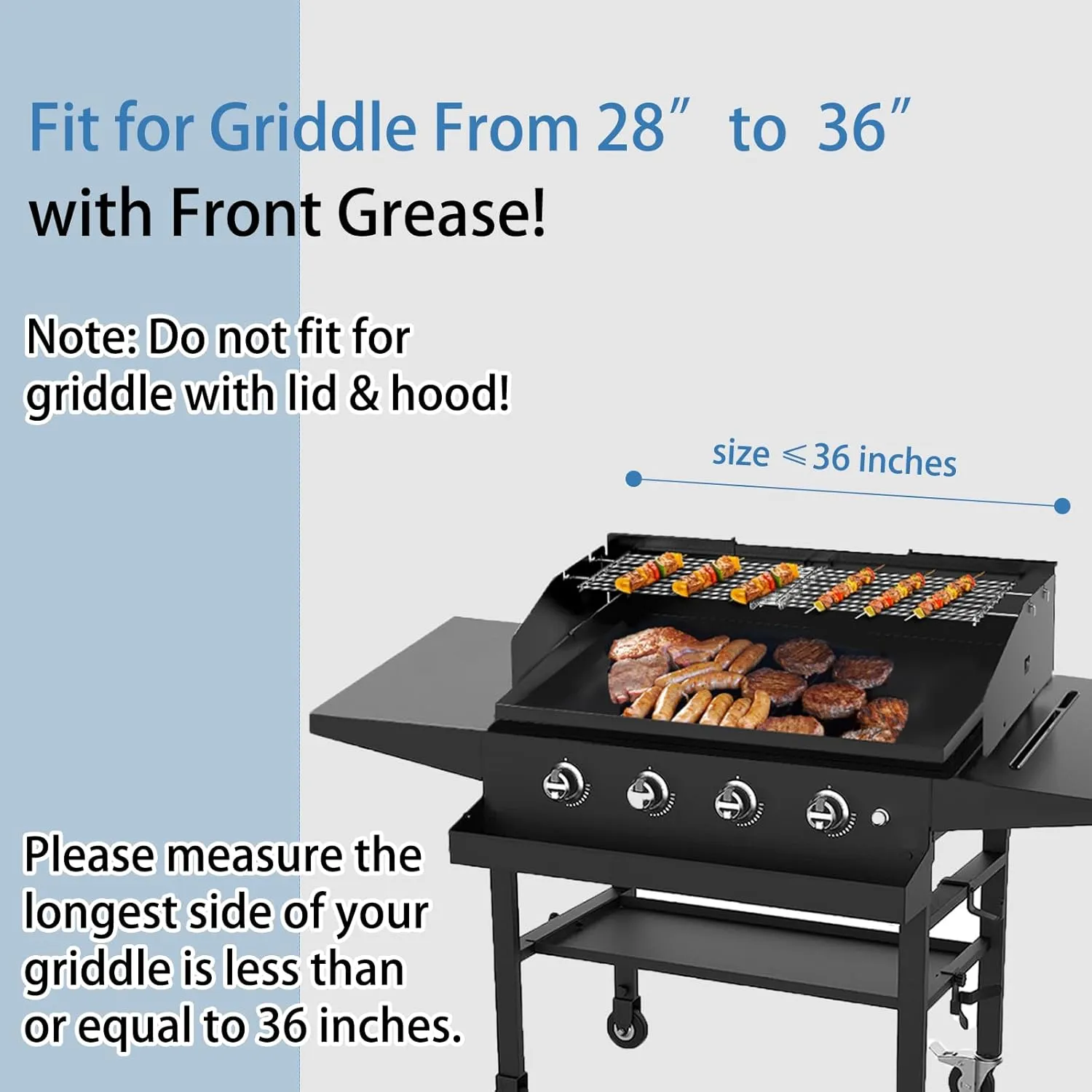 Universal Wind Guard and Warming Rack Set Fit for Griddle From 28" to 36" without a Hood, Wind Screen and Cooking Grid BBQ Grill Accessories for Griddle with Front Grease