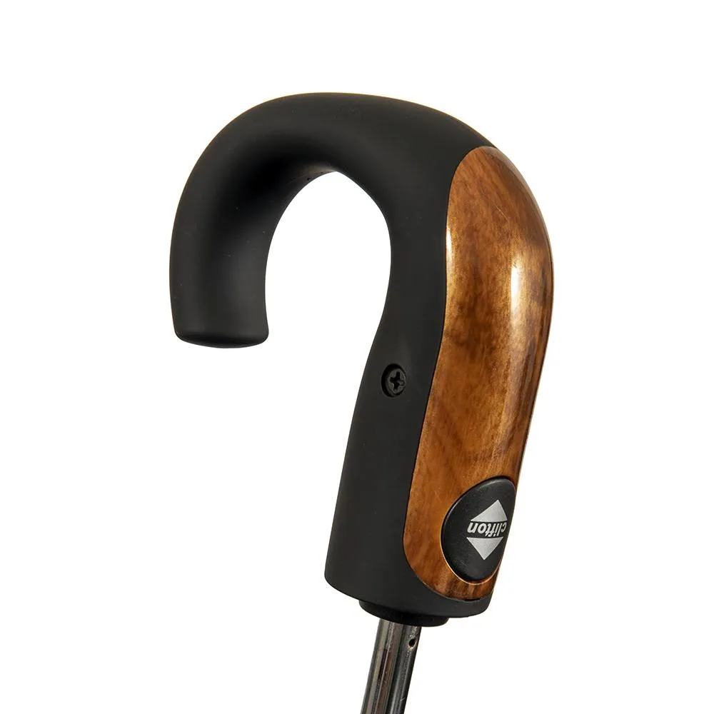 UPF50  Black Auto Open & Close with Wood trim handle