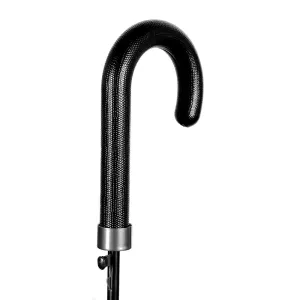 UPF50  Black Auto Open Walking with Leatherette Handle