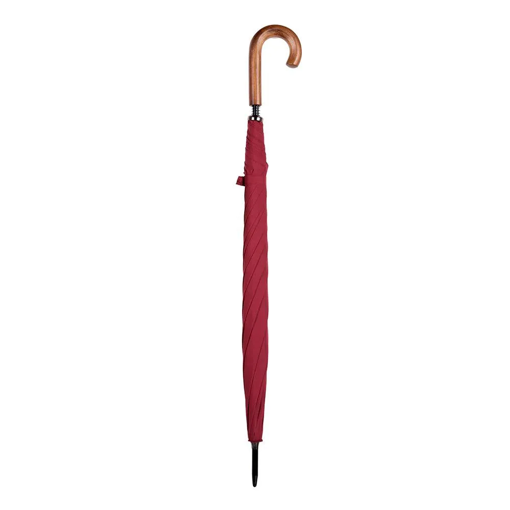UPF50  Burgundy Red Large Cover Walking Length with Wood Handle