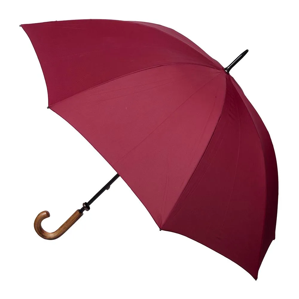UPF50  Burgundy Red Large Cover Walking Length with Wood Handle