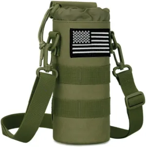 Upgrade 1000D Roll- Up Folding Molle Water Pouch with Strap   USA Flag Patch for Hiking Camping Travel