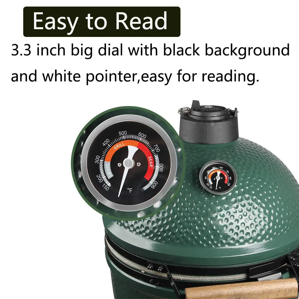 Upgrade Replacement Thermometer for Big Green Egg Grill with 3.3" Large Dial,Temperature Gauge for Big Green Egg Accessories 150-900°F with Waterproof and No-Fog Glass Lens