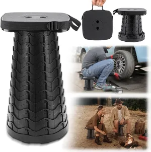 Upgraded-Portable Collapsible Stool,Retractable Folding Stool,Telescopic Stool with Max Load 485LB, Camping Stool,Lightweight Sturdy for Adults Outdoor Fishing Hiking Gardening Travel BBQ