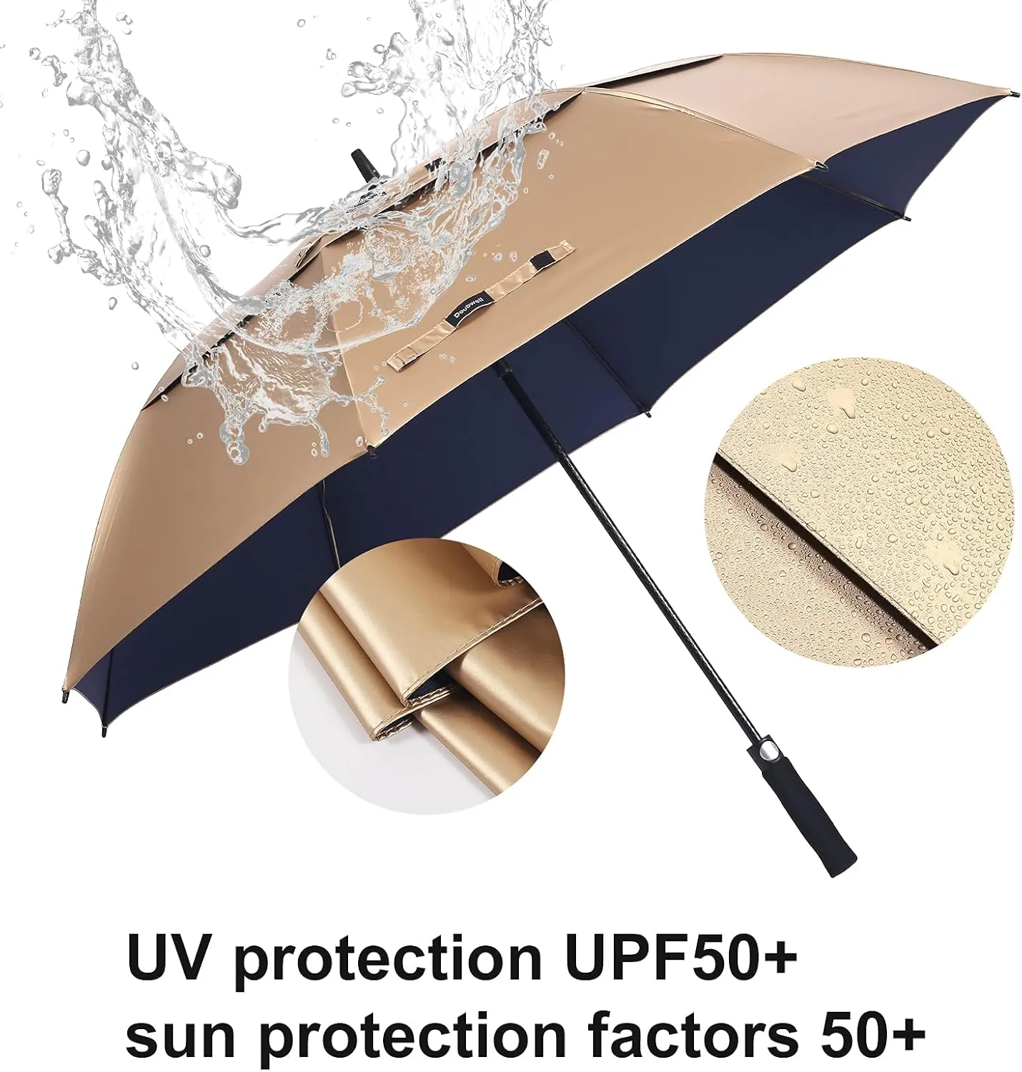 UV Protection UPF 50  Golf Umbrella 62/68 Inch Large Umbrella Automatic Open Sun Umbrella Windproof Vented And Sturdy Construction Shade For Rain And Blocking Sun