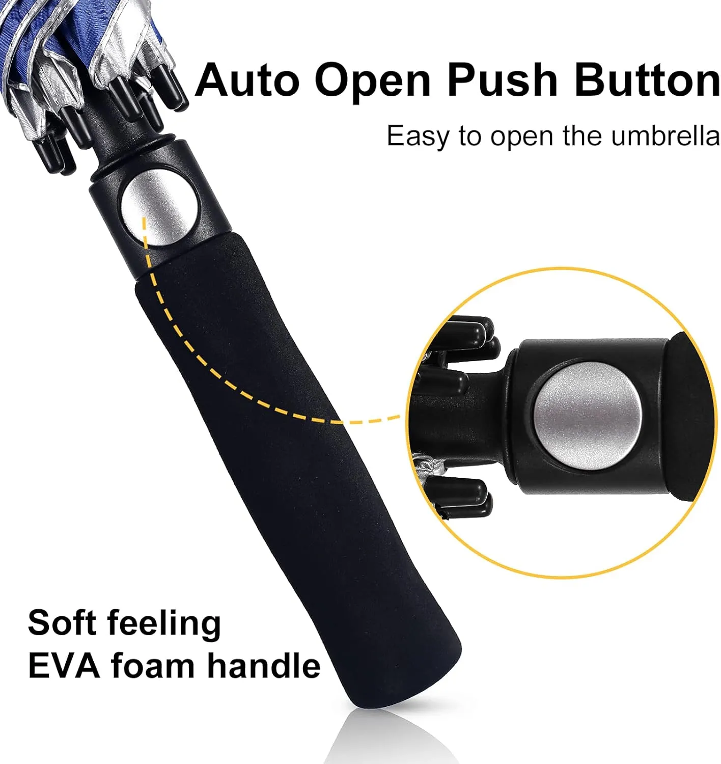 UV Protection UPF 50  Golf Umbrella 62/68 Inch Large Umbrella Automatic Open Sun Umbrella Windproof Vented And Sturdy Construction Shade For Rain And Blocking Sun