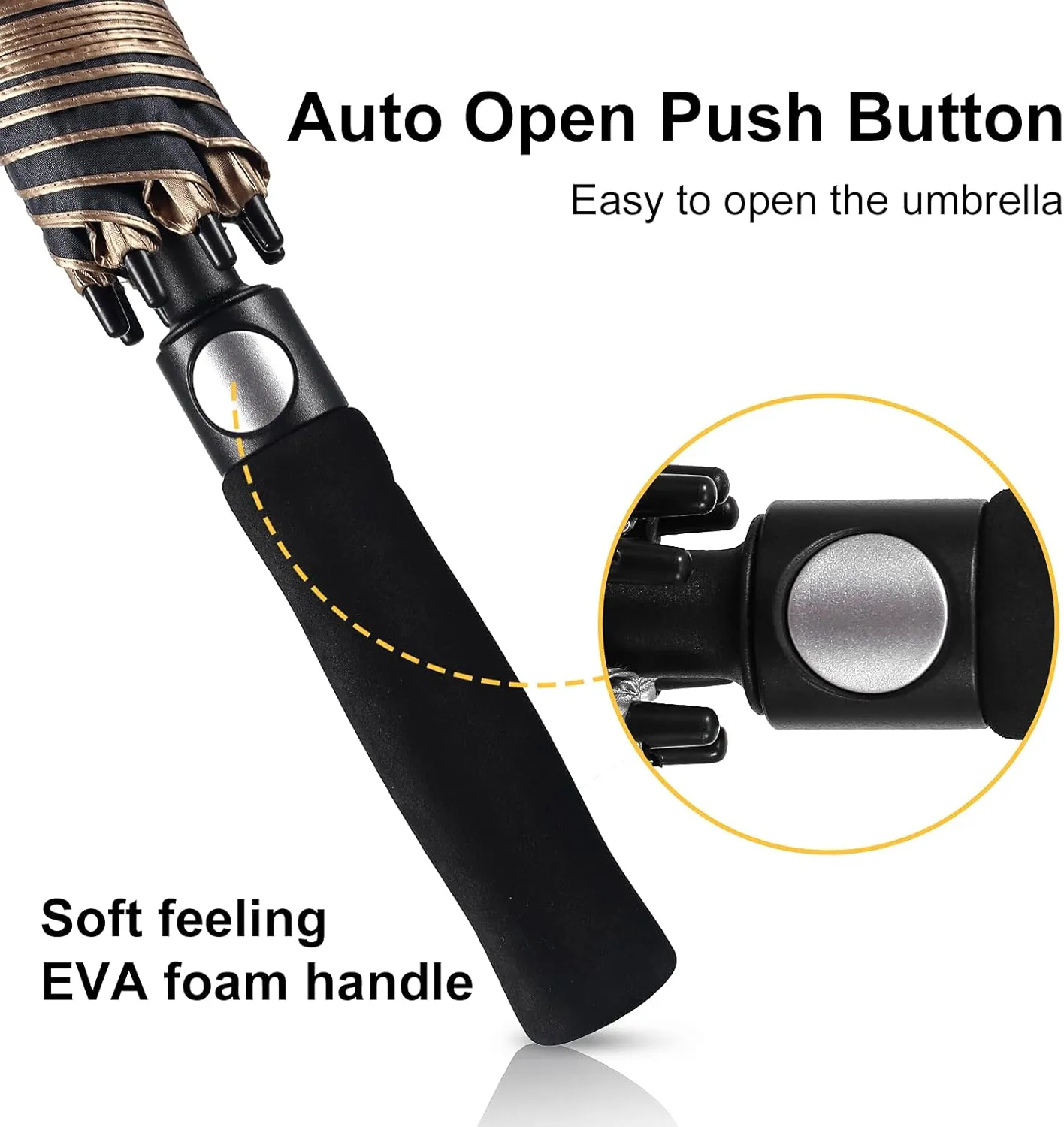 UV Protection UPF 50  Golf Umbrella 62/68 Inch Large Umbrella Automatic Open Sun Umbrella Windproof Vented And Sturdy Construction Shade For Rain And Blocking Sun