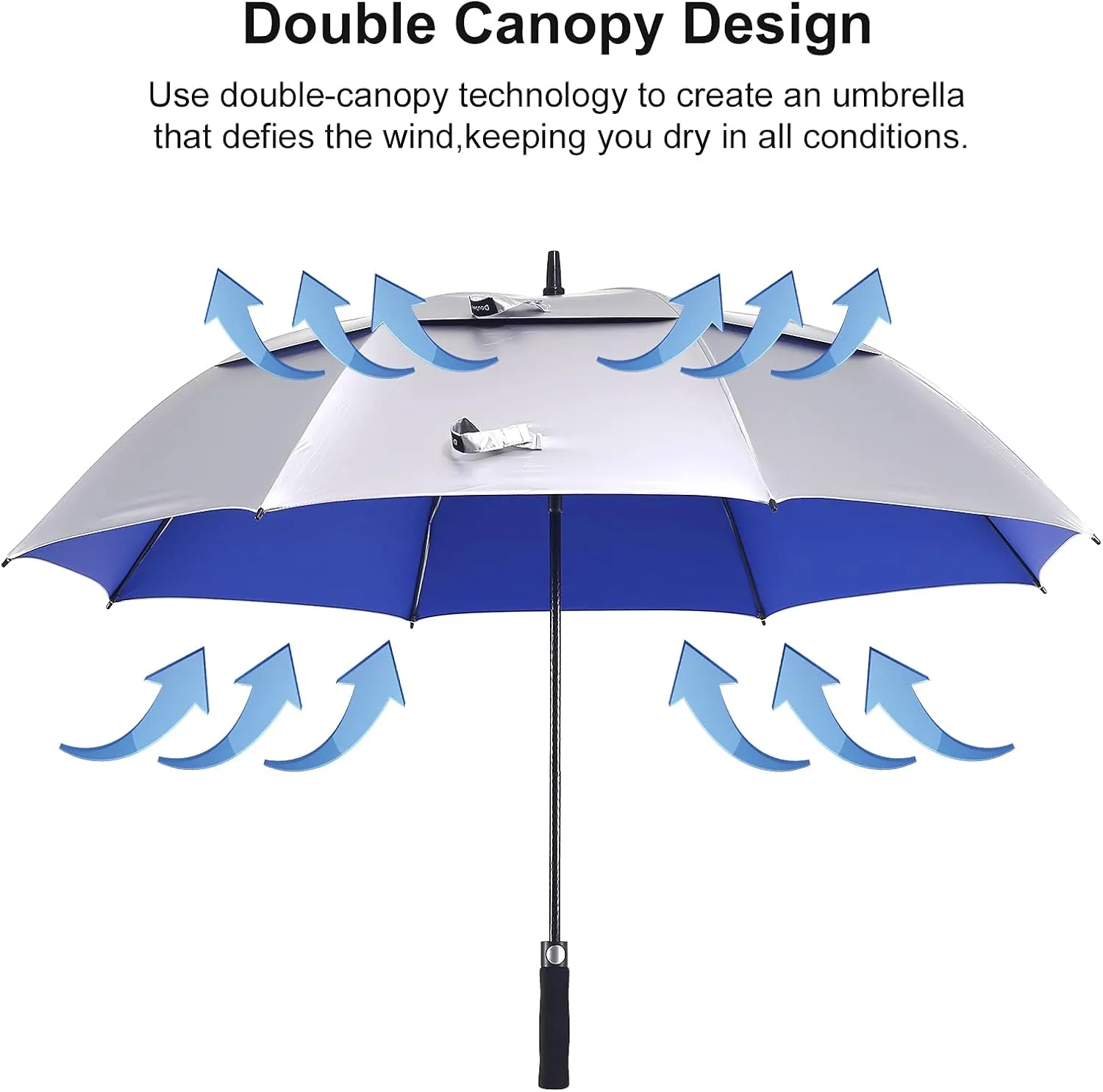 UV Protection UPF 50  Golf Umbrella 62/68 Inch Large Umbrella Automatic Open Sun Umbrella Windproof Vented And Sturdy Construction Shade For Rain And Blocking Sun