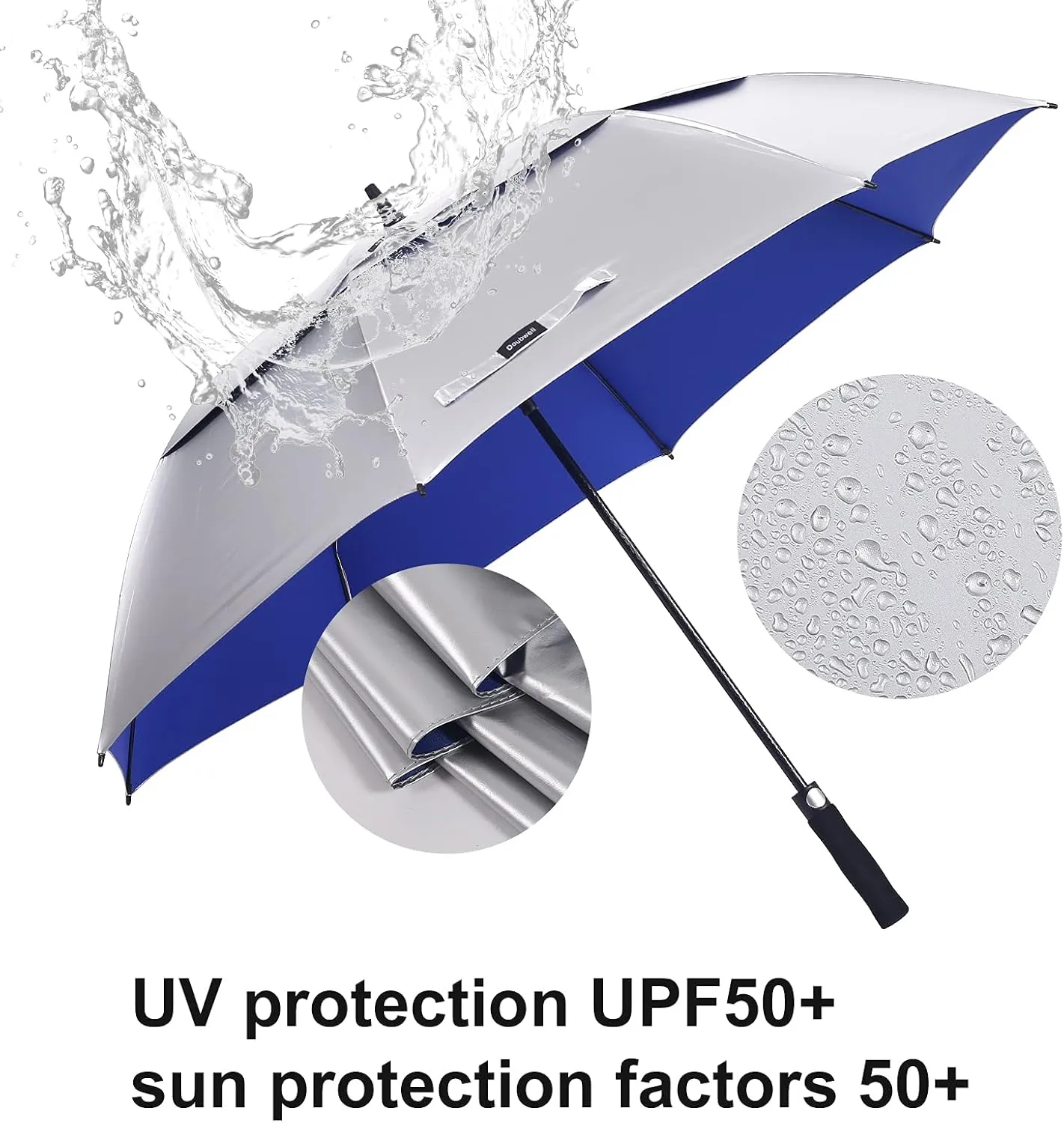 UV Protection UPF 50  Golf Umbrella 62/68 Inch Large Umbrella Automatic Open Sun Umbrella Windproof Vented And Sturdy Construction Shade For Rain And Blocking Sun
